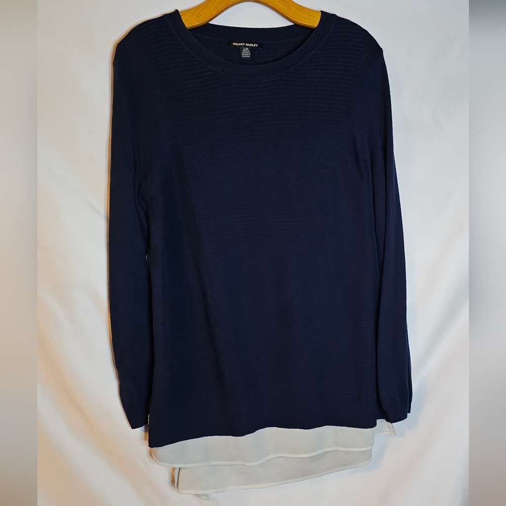 Hilary Radley Navy Long Sleeve Shirt
